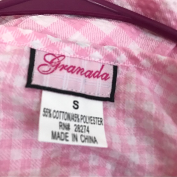 Granada Pink Checked Housedress 1/4 Zip Sz Small - Picture 2 of 5